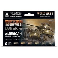 Farb-Set, US-amerikanische Panzerung und Infanterie, WWII (6x17ml) von Acrylicos Vallejo