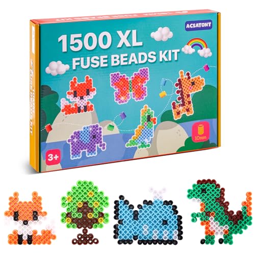Acsatont 1500 Stück Bügelperlen, Durchmesser ca. 10MM, 12 Farben Nachfüllset Bastelperlen, XL Steckperlen für Kinder ab 3 Jahren, Kreatives Perlenset Acsatont 1500 Stück Bügelperlen, Durchmesser ca. 10MM, 12 Farben Nachfüllset Bastelperlen, XL Steckperlen für Kinder ab 3 Jahren, Kreatives Perlenset von Acsatont