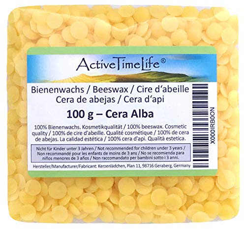 ActiveTimeLife® Bienenwachs Pastillen Bio gelb | Premium | 100 g ideal für Kosmetik Kerzen Cremes Salben Seifen Wachstücher - Nachfüllpack von ActiveTimeLife