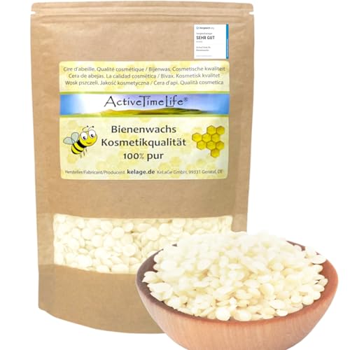 ActiveTimeLife® Bienenwachs Pastillen Bio weiß | Premium | 100 g ideal für Kosmetik Kerzen Cremes Salben Seifen Wachstücher - Das Original im praktischen Zip-Beutel von ActiveTimeLife