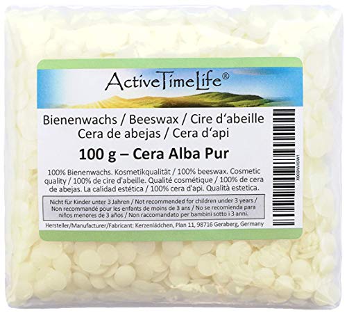ActiveTimeLife® Bienenwachs Pastillen Bio weiß | Premium | 100 g ideal für Kosmetik Kerzen Cremes Salben Seifen Wachstücher - Nachfüllpack von ActiveTimeLife