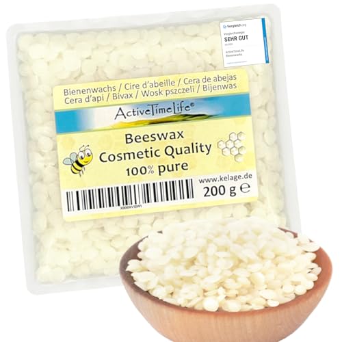 ActiveTimeLife® Bienenwachs Pastillen Bio weiß | Premium | 100 g ideal für Kosmetik Kerzen Cremes Salben Seifen Wachstücher - Nachfüllpack von ActiveTimeLife