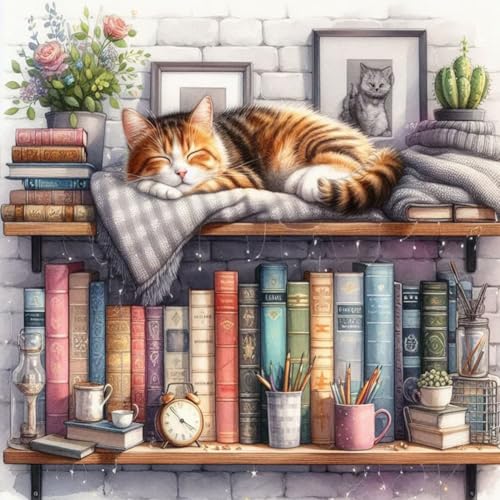 Acudotr Katze Diamond Painting Erwachsene Set, 5D Diamant Painting Kits Bilder für Erwachsene, DIY Diamant Malerei Diamond Art Kits Set für Wanddekor, 30x30cm von Acudotr