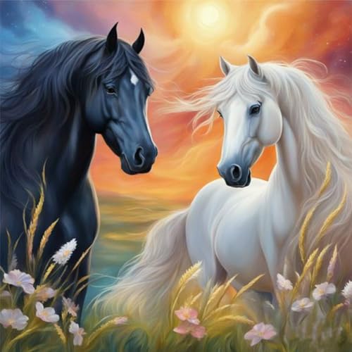 Acudotr Pferd Diamond Painting Erwachsene Set, 5D Diamant Painting Kits Bilder für Erwachsene, DIY Diamant Malerei Diamond Art Kits Set für Wanddekor, 30x30cm von Acudotr