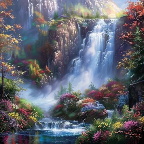 Acudotr Wasserfall Diamond Painting Erwachsene Set, 5D Diamant Painting Kits Bilder für Erwachsene, DIY Diamant Malerei Diamond Art Kits Set für Wanddekor, 30x30cm von Acudotr