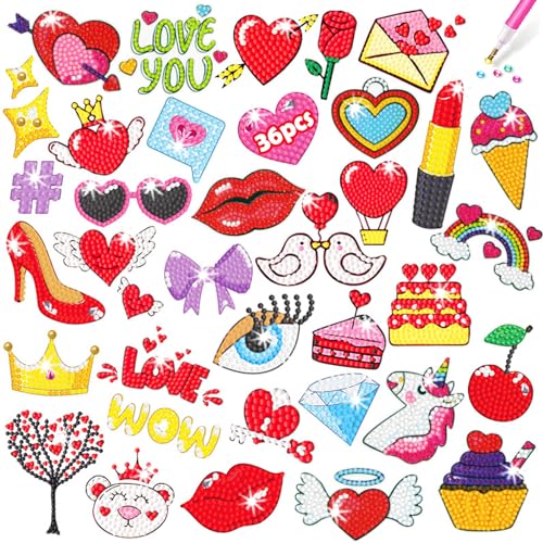 Acuiwer 36 STK Valentinstag Diamant Painting Kinder 5D Diamant Painting Bilder Stickers Liebe Rote Lippen Lippenstift Diamanten Kinder ab 4 5 6 7 8 9 10 Acuiwer 36 STK Valentinstag Diamant Painting Kinder 5D Diamant Painting Bilder Stickers Liebe Rote Lippen Lippenstift Diamanten Kinder ab 4 5 6 7 8 9 10 von Acuiwer