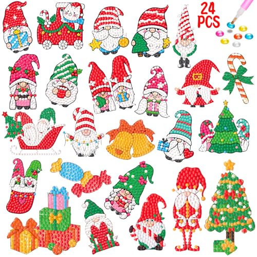 Acuiwer Christmas Diamond Painting Kinder DIY Diamant Aufkleber Kit Diamantmalerei für Kinder Geburtstags Geschenk für Jungen Mädchen (#9-Xmas-27 Stk) von Acuiwer