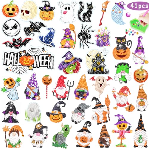 Acuiwer Halloween Diamond Painting Kinder DIY Diamant Aufkleber Kit Diamantmalerei für Kinder Geburtstags Geschenk für Jungen Mädchen (#8-Halloween Styles) von Acuiwer