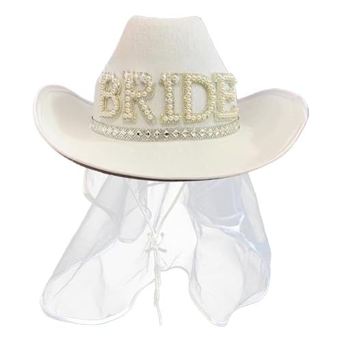 Acunny Brauthut | Cowboyhut weiß mit Strass | Kostümzubehör für Kostümpartys, Hochzeit, Hochzeit Acunny Brauthut | Cowboyhut weiß mit Strass | Kostümzubehör für Kostümpartys, Hochzeit, Hochzeit von Acunny
