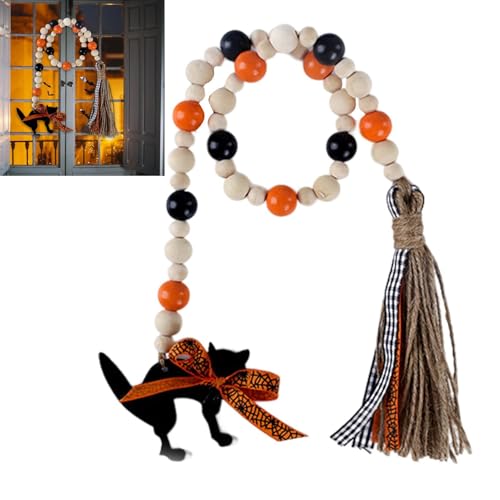 Acunny -Perlengirlande, Halloween-Holzperlengirlande mit Quaste, Geist, schwarze Katze, | Perlengirlande aus für Tablett, Retro, Schlafzimmer, Haus, Kinderzimmer Acunny -Perlengirlande, Halloween-Holzperlengirlande mit Quaste, Geist, schwarze Katze, | Perlengirlande aus für Tablett, Retro, Schlafzimmer, Haus, Kinderzimmer von Acunny