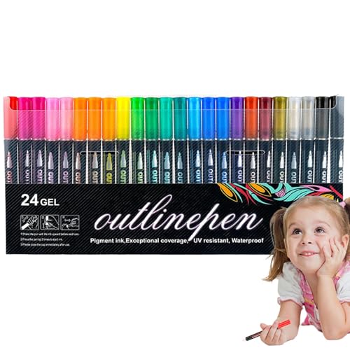Acunny Künstlerische Textmarker, Graffiti-Ausmalstifte, Schimmernde Doodle-Marker mit zwei Linien, Schreibwaren-Zeichenstifte für Kunsthandwerk, Alben Acunny Künstlerische Textmarker, Graffiti-Ausmalstifte, Schimmernde Doodle-Marker mit zwei Linien, Schreibwaren-Zeichenstifte für Kunsthandwerk, Alben von Acunny