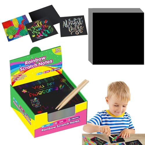 Acunny Schwarzes Kratzpapier, Kratzpapier | Schwarzes Kratzkunst-Set | Kritzelmatte für Halloween-Party, Weihnachtsspiel, Kunst- und Bastel-Zeichenbrett für Mädchen und von Acunny