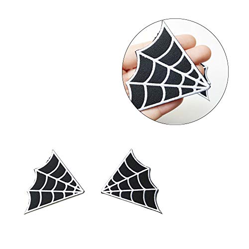 Acxico 1 Paar Spinnennetz-Stickerei-Abzeichen, schwarz, Stickerei-Aufnäher von Acxico