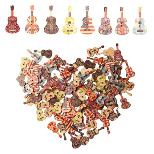 Acxico 150 Stück gemischte Holzknöpfe, 2-Loch-Design mit kreativen Blumen- und Gitarrenformen, zufällige Farben im Landhausstil, ideal zum Nähen, Scrapbooking und für Bastelprojekte Acxico 150 Stück gemischte Holzknöpfe, 2-Loch-Design mit kreativen Blumen- und Gitarrenformen, zufällige Farben im Landhausstil, ideal zum Nähen, Scrapbooking und für Bastelprojekte von Acxico