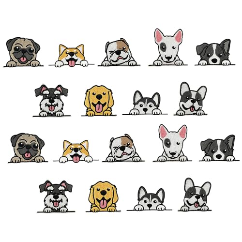 Acxico 18pcs Cute Puppy Iron on Patches - Adorable Embroidery Appliques for Backpack Decoration, Clothing DIY, Suitable for Jeans, Jackets & Various Garments von Acxico