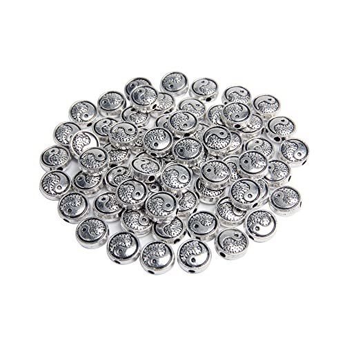Acxico 50 Stück Silber Yin Yang lose Abstandshalter Perlen Schmuckherstellung Armband DIY Zubehör von Acxico