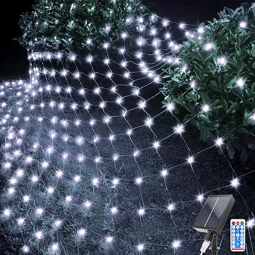 Acxilexy Lichternetz Solarleuchten Außen, 1,5 M x 1,5 M 96 LEDs Lichterkette Netz mit 8 Modi, Fernbedienung, Wasserdichte Lichterketten Vorhang für Weihnachten Hochzeit Garten Fenster Dekoration von Acxilexy