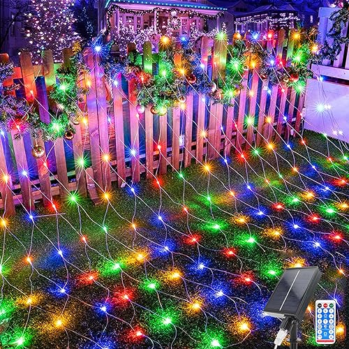 Acxilexy Lichternetz Solarleuchten Außen, 2 M x 3 M 198 LEDs Lichterkette Netz mit 8 Modi, Fernbedienung, Wasserdichte Lichterketten Vorhang für Weihnachten Hochzeit Garten Fenster Dekoration von Acxilexy