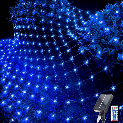 Acxilexy Lichternetz Solarleuchten Außen, 2 M x 3 M 198 LEDs Lichterkette Netz mit 8 Modi, Fernbedienung, Wasserdichte Lichterketten Vorhang für Weihnachten Hochzeit Garten Fenster Dekoration von Acxilexy