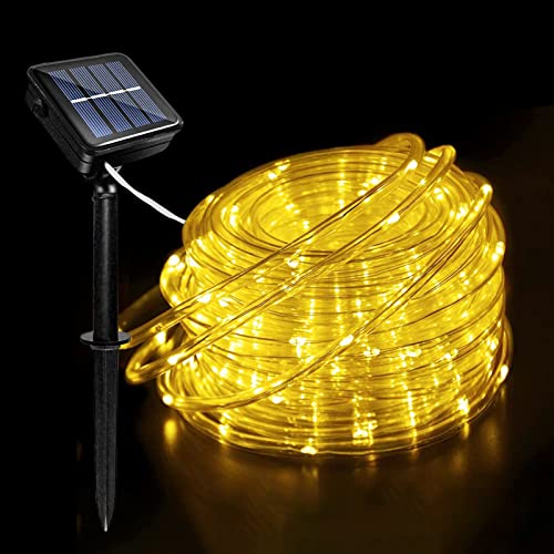 Acxilexy Solar Lichterkette, 12 M 100 LEDs Wasserdicht Flexible Solar Lichtschlauch, LED Schlauch Lichterkette PVC Rope mit 8 Beleuchtungsmodi für Aussen, Innen, Party und Weihnachten Deko von Acxilexy