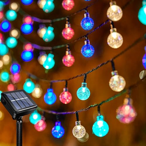 Acxilexy Solar Lichterkette Aussen, 12M 100LED Kugeln Lichterkette, 8 Modi Solarlichterkette Aussen, Wasserdicht Kugeln Solarlichterkette für Garten Balkon Terrasse Bäume Hochzeit Weihnachten von Acxilexy