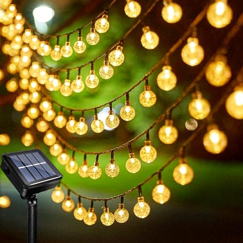 Acxilexy Solar Lichterkette Aussen, 12M 100LED Kugeln Lichterkette, 8 Modi Solarlichterkette Aussen, Wasserdicht Kugeln Solarlichterkette für Garten Balkon Terrasse Bäume Hochzeit Weihnachten von Acxilexy