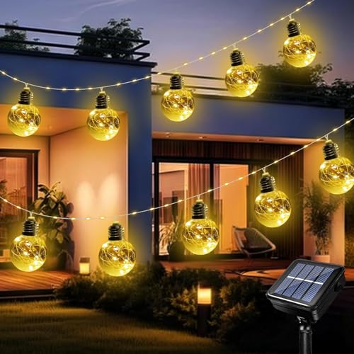 Acxilexy Solar Lichterkette Aussen, 3.5M 10 Glühbirnen Solarlichterketten mit 8 Modi, 140LEDs Wetterfest Solar Lichterketten, Garten Lichterkette für Weihnachten Fenster Treppen Pavillons Hochzeiten Acxilexy Solar Lichterkette Aussen, 3.5M 10 Glühbirnen Solarlichterketten mit 8 Modi, 140LEDs Wetterfest Solar Lichterketten, Garten Lichterkette für Weihnachten Fenster Treppen Pavillons Hochzeiten von Acxilexy