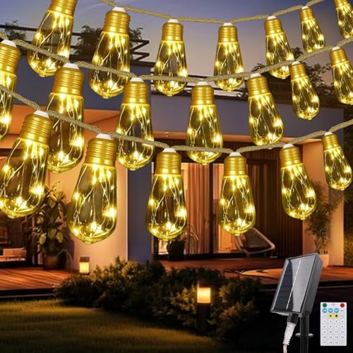 Acxilexy Solar Lichterkette Aussen mit 20 Bruchsicher Glühbirnen, 11.5M 160LEDs Hanfseil Solarlichterkette mit Fernbedienung 19 Modi Wetterfest Vintage Lichterkette für Weihnachten Garten Party Dekor Acxilexy Solar Lichterkette Aussen mit 20 Bruchsicher Glühbirnen, 11.5M 160LEDs Hanfseil Solarlichterkette mit Fernbedienung 19 Modi Wetterfest Vintage Lichterkette für Weihnachten Garten Party Dekor von Acxilexy