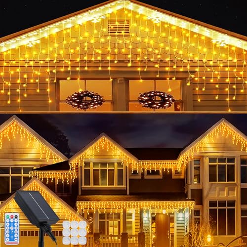 Acxilexy Solar Lichterkette Eisregen Außen 8 M 288 LEDs Wasserdicht Weihnachtsbeleuchtung, Beleuchtung Lichterkette mit Fernbedienung 8 Modi Eiszapfen Vorhang Lichterkette für Weihnachten, Hochzeit Acxilexy Solar Lichterkette Eisregen Außen 8 M 288 LEDs Wasserdicht Weihnachtsbeleuchtung, Beleuchtung Lichterkette mit Fernbedienung 8 Modi Eiszapfen Vorhang Lichterkette für Weihnachten, Hochzeit von Acxilexy