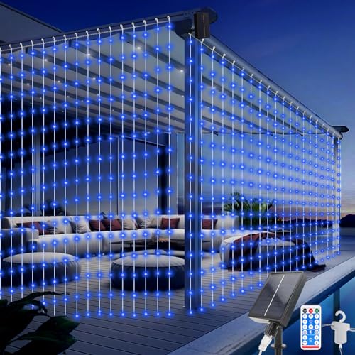 Acxilexy Solar Lichtervorhang Aussen, 3M × 3M 300 LEDs Solar lichterkette, 8 Modi Solar Lichterkette Vorhang, Fernbedienung, Wasserdicht Solar Lichterketten für Weihnachten Hochzeit Party Deko von Acxilexy