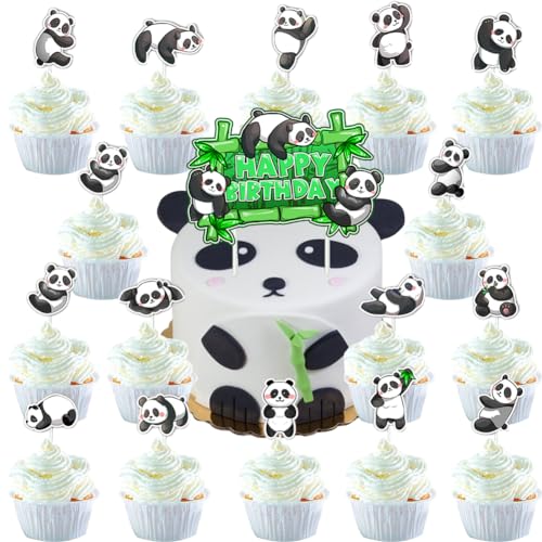 Panda Tortenaufsatz 31 Stück panda Cake Toppers Cartoon Panda Tortendeko Deko Pandas Muster Cupcake Topper Happy Birthday Kuchen Dekoen Kinder Geburtstagsfeier Lieferungen Animal Theme Party Supplie von AdKot