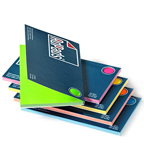 AdPads® elektrostatisch selbstklebende Moderationskarten | 175 x 100mm, 500 Blatt, Set Bunt | Große Static Sticky Notes | Beweglich und verschiebbar auf jeder Oberfläche von AdPads