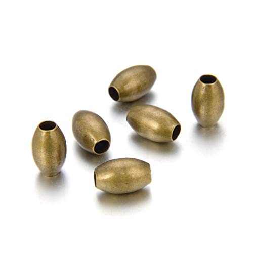 100 Stück 8 mm glatte ovale Reis-Metall-Abstandshalter-Perlen Antik-Bronze-beschichtetes Messing für Schmuckherstellung CF257-2 von Adabele