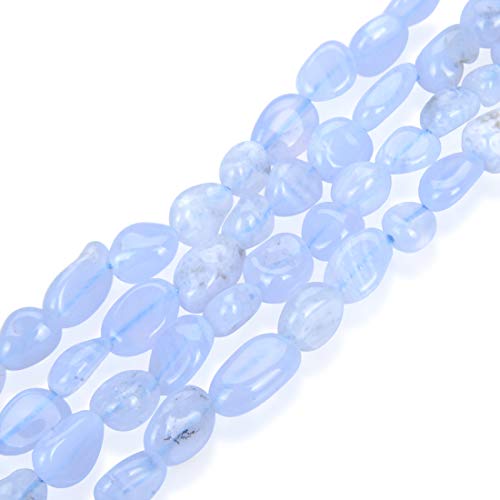 3 Strands Natural Light Blue Lace Agate Gemstone 6-9mm Small Free Form Oval Rice Stone Beads for Jewelry Craft Making GZ11-2 von Adabele