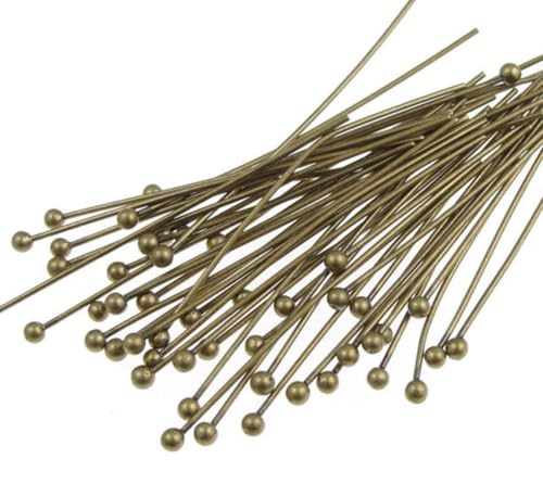 400 Stück 30 mm runde Kugelkopfstifte (Draht ~ 0,8 mm oder 20 Gauge) antikes bronzebeschichtetes Messing für Schmuck, Perlen, Basteln, CF45-30 von Adabele