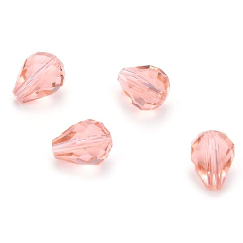 50 Stück Adabele österreichische 10 mm facettierte Tropfenform Kristall Perlen Light Padparadscha Pink kompatibel mit 5500 Swarovski Kristallen Preciosa SST-1030 von Adabele