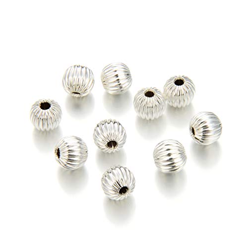 500pcs Beautiful Loose Melon Round Spacer Beads 3mm Small Sterling Silver Plated Brass Metal for Jewelry Craft Making CF109-3 von Adabele