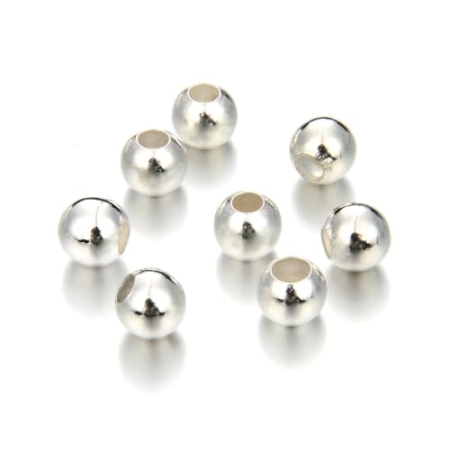 500pcs Top Quality 4mm Small Smooth Loose Round Spacer Beads Sterling Silver Plated Brass (Hole ~2mm) for Jewelry Craft Making CF87-4 von Adabele