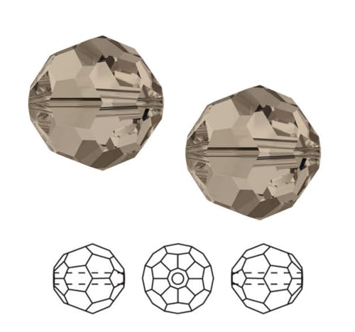 Adabele 100 6mm Austrian Round Crystal Beads Smoked Quartz Alternative For Swarovski Preciosa Crystalized 5000 von Adabele