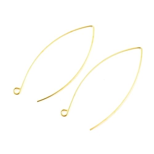 Adabele 100 Stück hypoallergene lange V-förmige Marquise-Ohrringhaken, 45 mm, 18 Karat Gelbgold, Ohrdraht (0,7 mm / 21 Gauge), DIY, Basteln, Ohrringe, Schmuckherstellung247-2 von Adabele