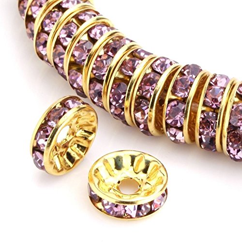 Adabele 100pcs 12mm AAA 14k Gold Plated Copper Brass Rondelle Spacer Round Loose Beads Light Amethyst Austrian Crystal Rhinestone for Jewelry Crafting Making CF4-1211 Adabele 100pcs 12mm AAA 14k Gold Plated Copper Brass Rondelle Spacer Round Loose Beads Light Amethyst Austrian Crystal Rhinestone for Jewelry Crafting Making CF4-1211 von Adabele