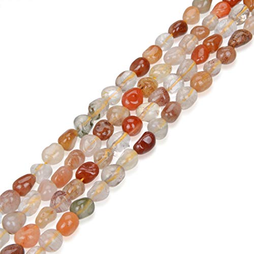 Adabele 3 Strands Natural Red and Gold Rutilated Quartz Gemstone 6-9mm Small Free Form Oval Rice Stone Beads for Jewelry Craft Making GZ11-64 von Adabele