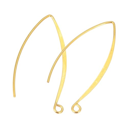 Adabele 50 Stück hypoallergene lange V-förmige Marquise-Ohrringhaken, 45 mm, 18 Karat Gelbgold, Ohrdraht (starker Draht 0,9 mm / 19 Gauge), DIY, Basteln, Ohrringe, Schmuckherstellung, 250-G von Adabele