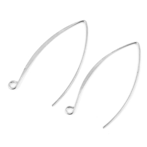 Adabele 50 Stück hypoallergene lange V-förmige Marquise-Ohrringhaken, 45 mm, mit Sterlingsilber überzogener Ohrdraht (0,7 mm / 21 Gauge), DIY, Basteln, Ohrringe, Schmuckherstellung249-1 von Adabele