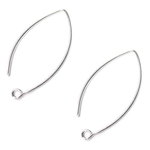 Adabele 50 Stück hypoallergene lange V-förmige Marquise-Ohrringhaken, 45 mm, mit Sterlingsilber überzogener Ohrdraht (starker Draht, 0,9 mm / 19 Gauge), DIY, Basteln, Ohrringe, Schmuckherstellung248-S von Adabele