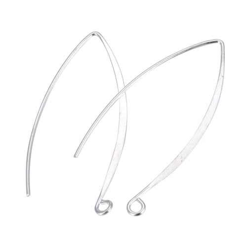 Adabele 50pcs Hypoallergenic Long Ear Wire Earring Hooks 45mm Dangle Silver Plated Brass Earwire Connectors (Wire ~0.9mm, Strong) CF250-S von Adabele