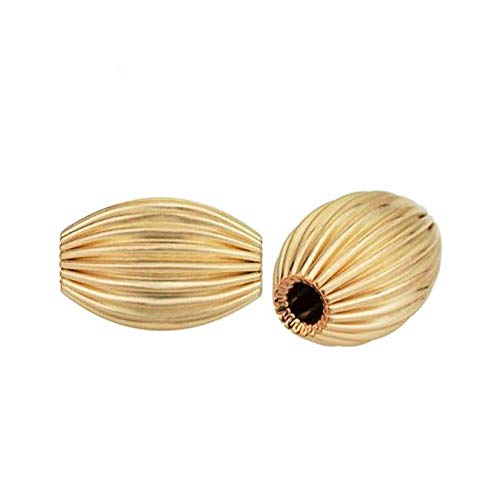 Adabele BF128-1 Perlen, anlaufgeschützt, 7 mm, gewellte Reisform, lose Perlen, goldfarben, Metall, Abstandshalter (Lochgröße 1 mm) für Schmuckherstellung, 50 Stück von Adabele