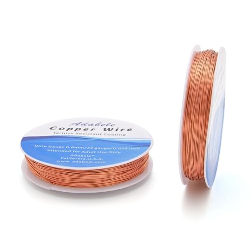 Adabele BF287-6 Kupferdraht, anlaufgeschützt, rund, blank, 0,6 mm, 22 Gauge, für Bastelarbeiten, Schmuckherstellung, 32 m Adabele BF287-6 Kupferdraht, anlaufgeschützt, rund, blank, 0,6 mm, 22 Gauge, für Bastelarbeiten, Schmuckherstellung, 32 m von Adabele