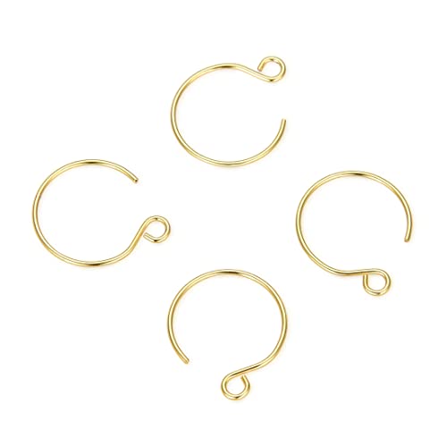 Adabele BF62-2 Ohrringe, anlaufgeschützt, rund, 18 Karat Gelbgold, 15 mm, offener Ring (Draht 0,7 mm / 21 Gauge) für DIY-Ohrringe, Schmuckherstellung, 100 Stück von Adabele