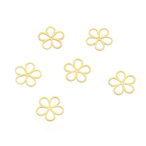 Adabele CX-B8 Blumenanhänger aus rohem Messing, 15 mm, Perlen-Verbindungsglieder, nicht beschichtet/beschichtet, für Ohrringe, Halsketten, Schmuckherstellung, 50 Stück von Adabele